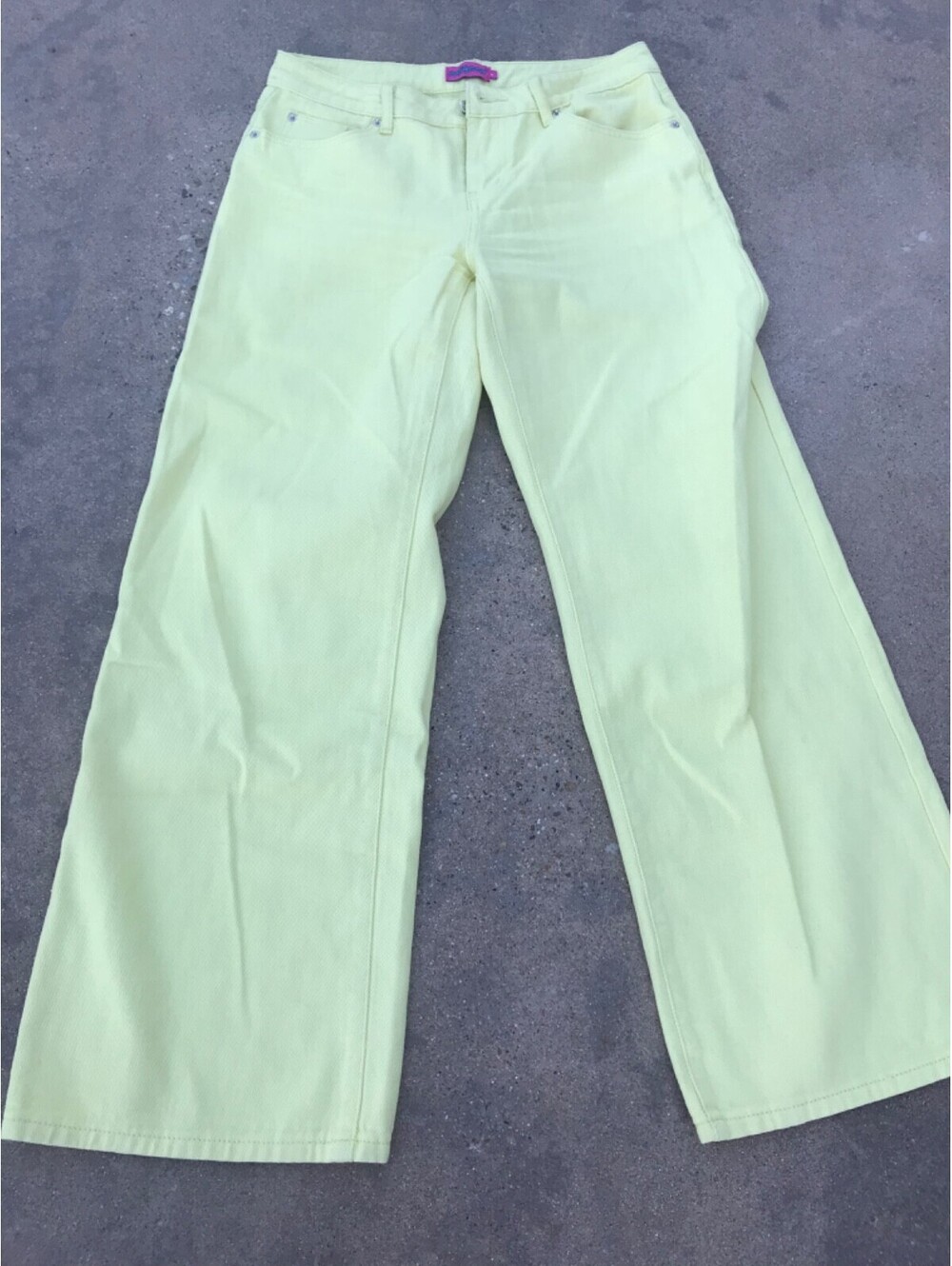 Edikted 100% Cotton Jeans Womens Wide Leg High Rise sz 2 Vibrant Green/Yellow